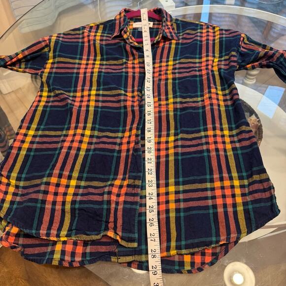 Old Navy Women's Rainbow Plaid Flannel Boyfriend Button Down Shirt Size S - Picture 5 of 8